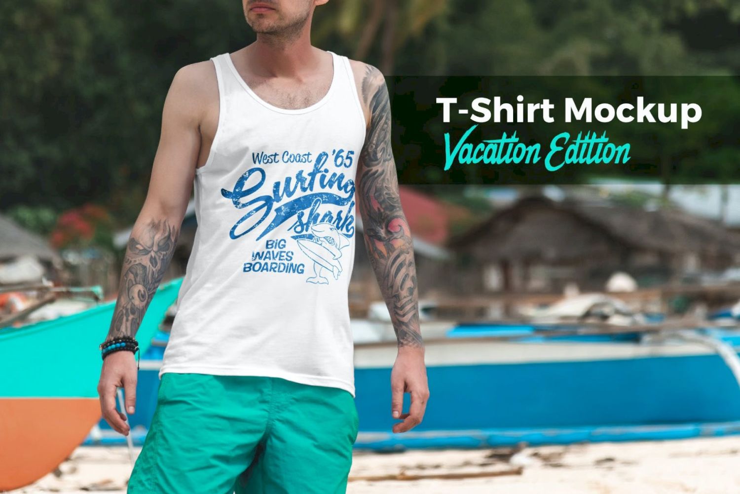 T恤样机假期版 T-Shirt Mockup Vacation Edition插图