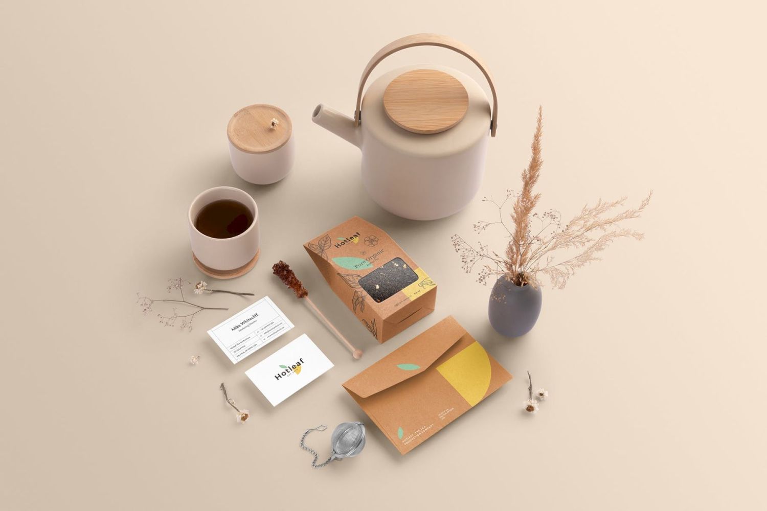 茶馆品牌样机套件 Hotleaf – Teahouse Branding Mockup Kit插图1