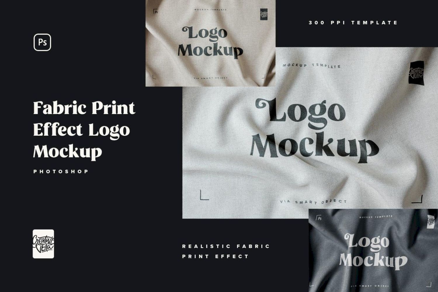 织物印花标志样机套装 Fabric Print Logo Mockup Set插图