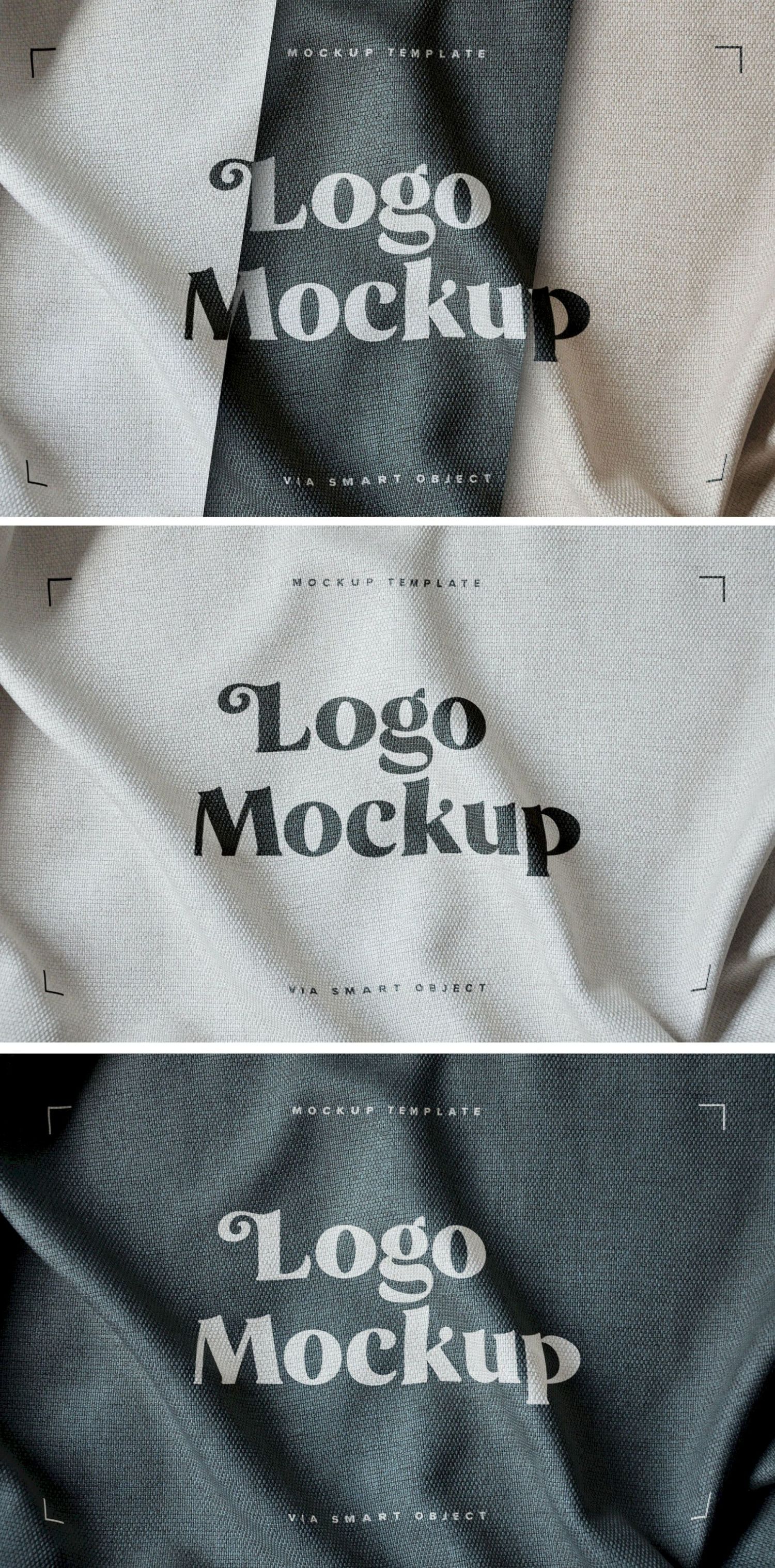 织物印花标志样机套装 Fabric Print Logo Mockup Set插图1