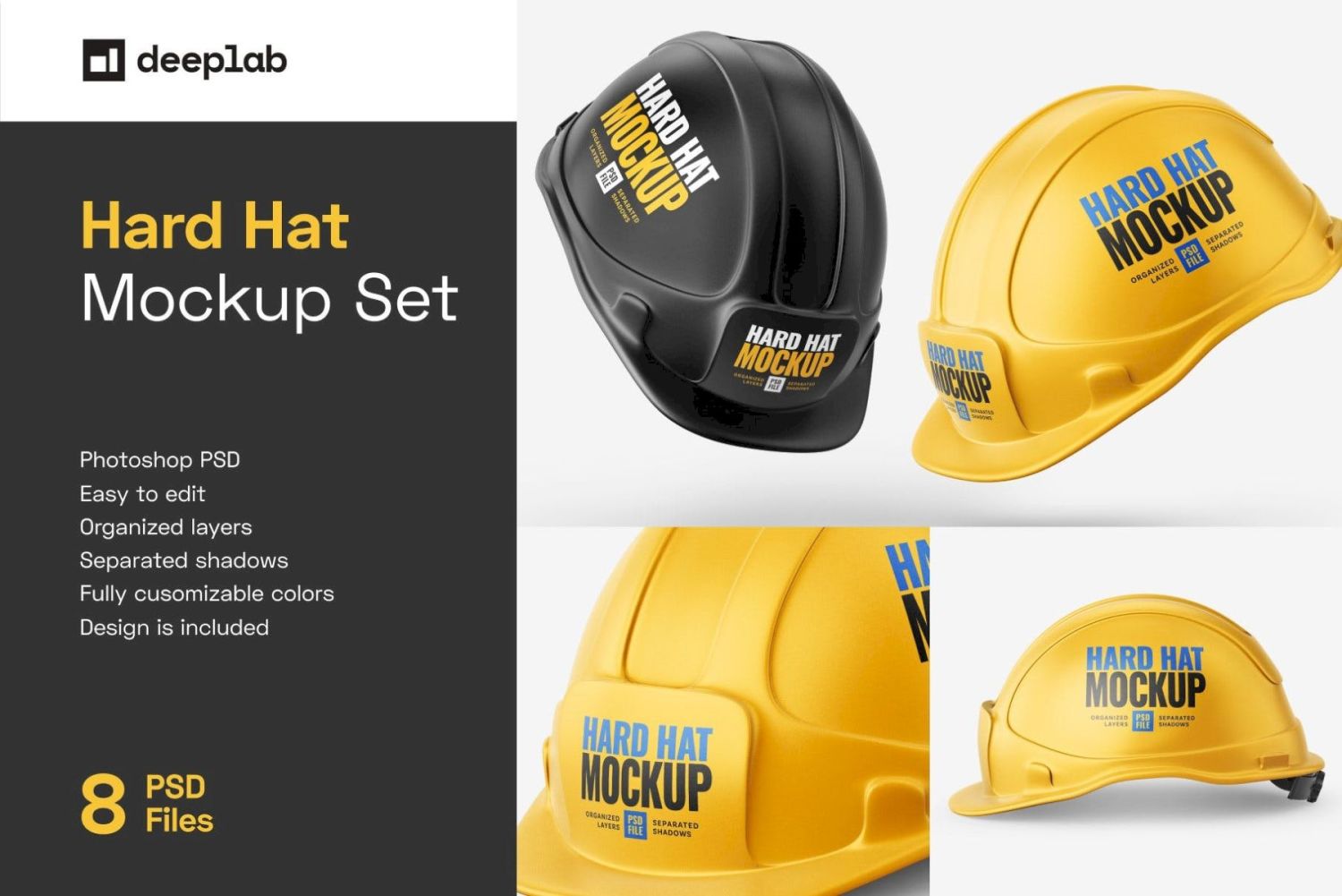 建筑安全帽样机集 Construction Hard Hat Mockup Set插图