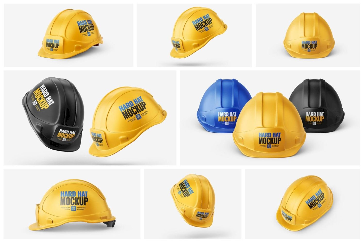 建筑安全帽样机集 Construction Hard Hat Mockup Set插图1