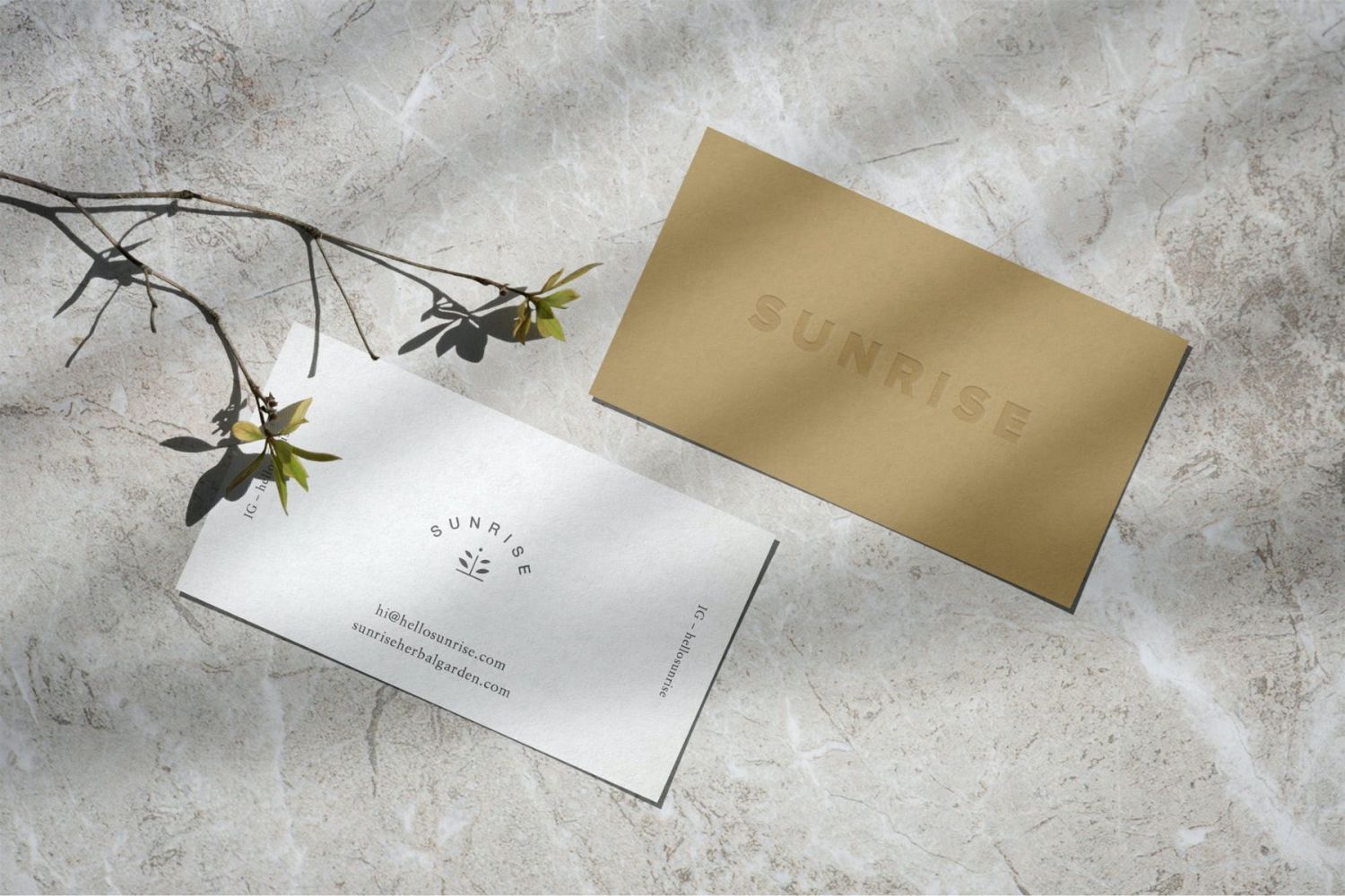 日出凸版名片样机 SUNRISE Letterpress Business Cards Mockup插图1