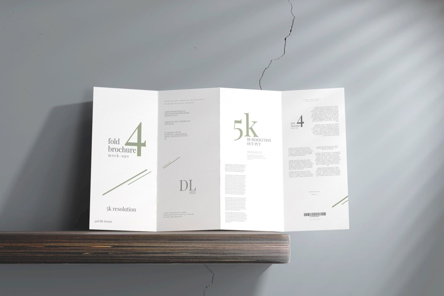 DL尺寸四折宣传册样机 Four Fold DL Brochure Mockups插图1