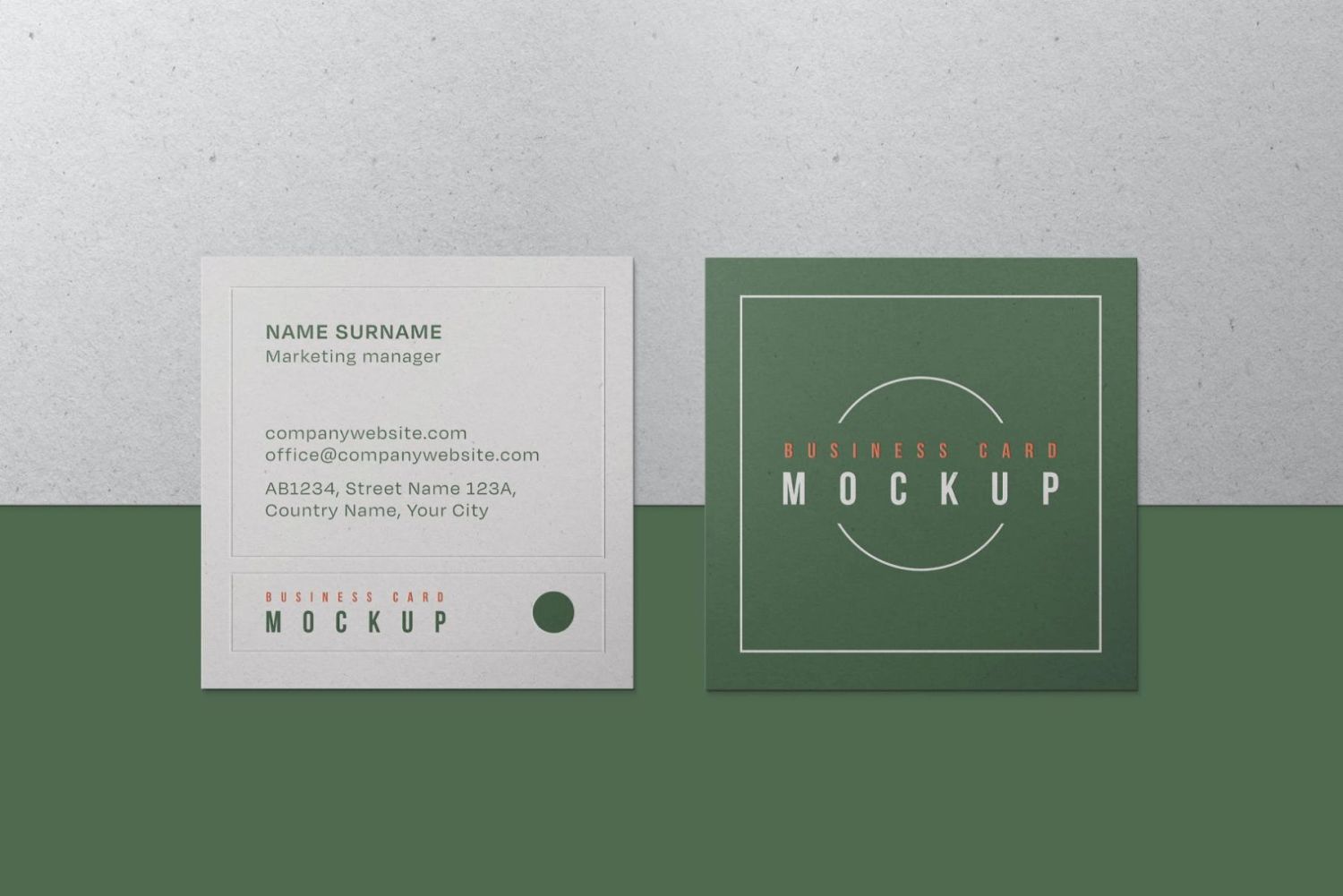 方形名片样机集 Square Business Card Mockup Set插图5