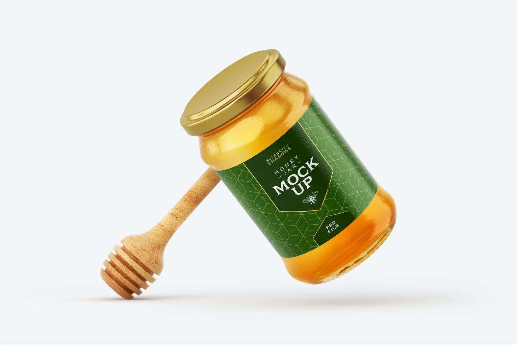 带北斗的蜂蜜罐样机套装 Honey Jar Mockup Set With Dipper插图4