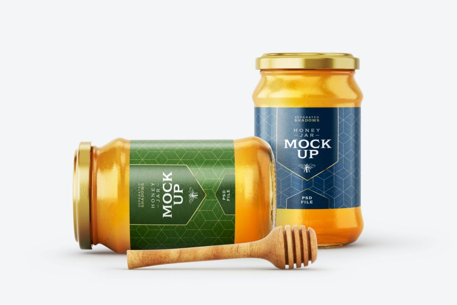 带北斗的蜂蜜罐样机套装 Honey Jar Mockup Set With Dipper插图7
