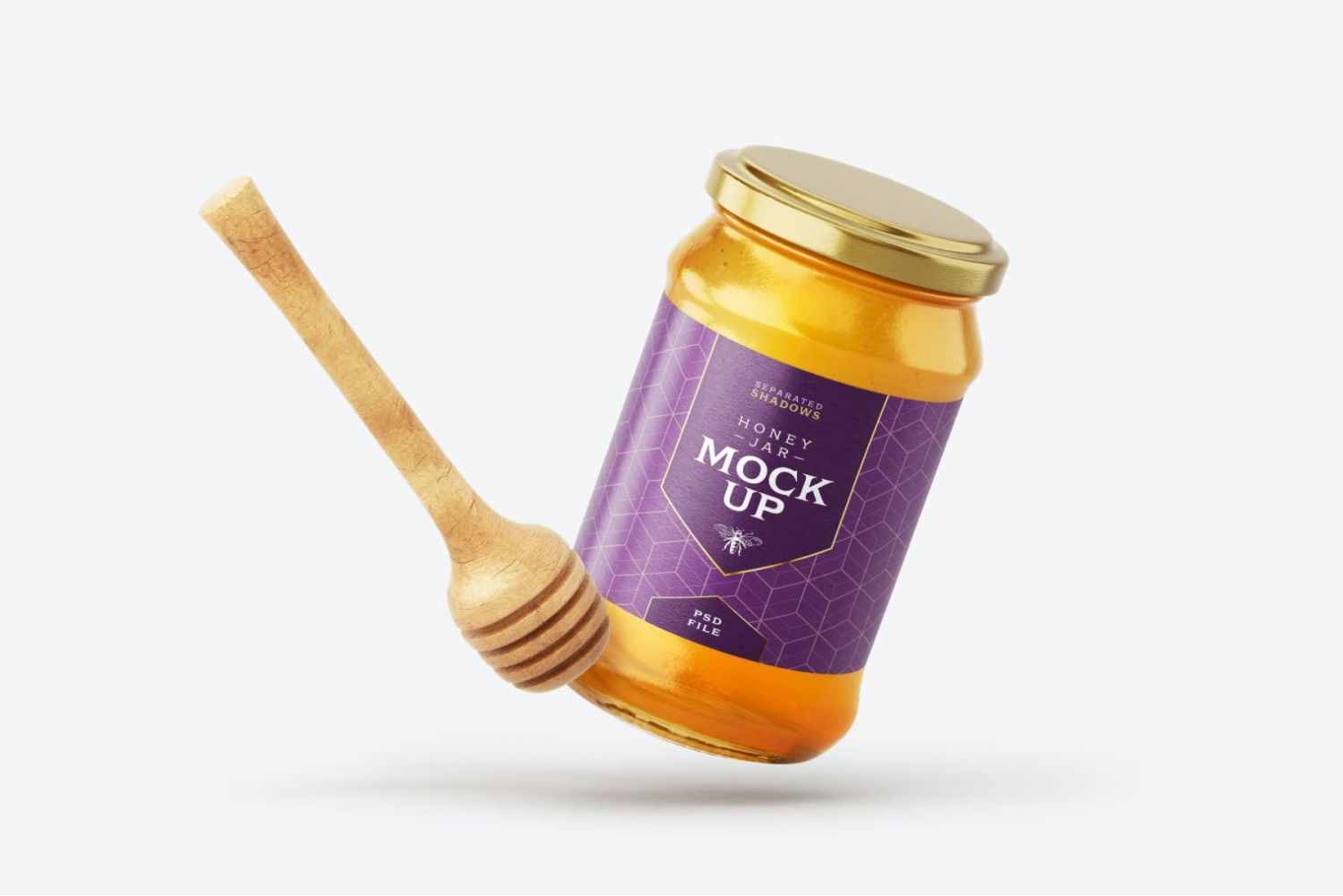 带北斗的蜂蜜罐样机套装 Honey Jar Mockup Set With Dipper插图8