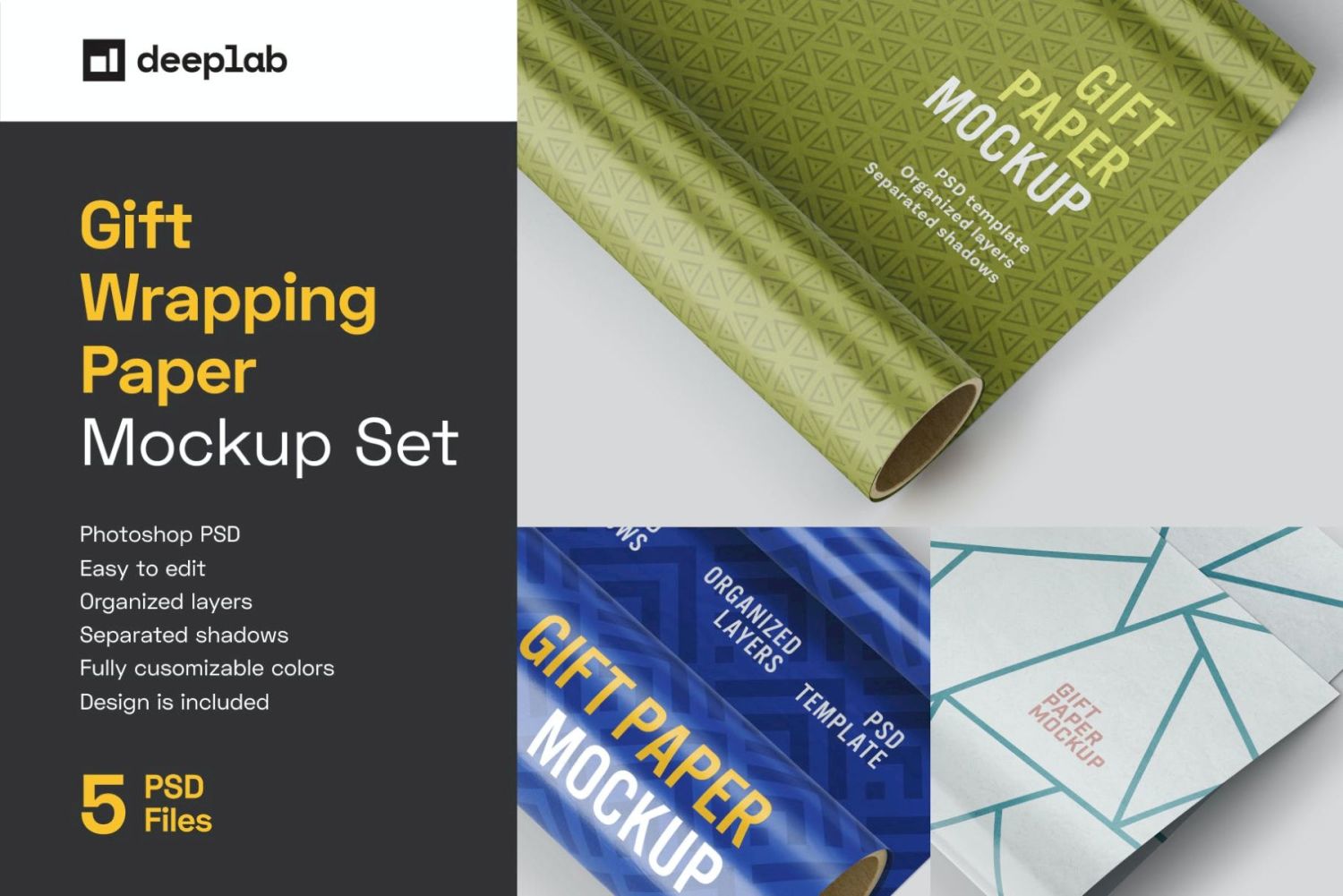 礼品包装纸样机套装 Gift Wrapping Paper Mockup Set插图