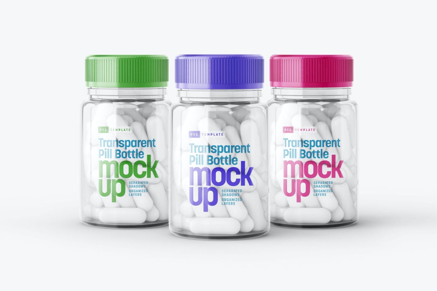透明药瓶样机套装 Transparent Pill Bottle Mockup Set插图6