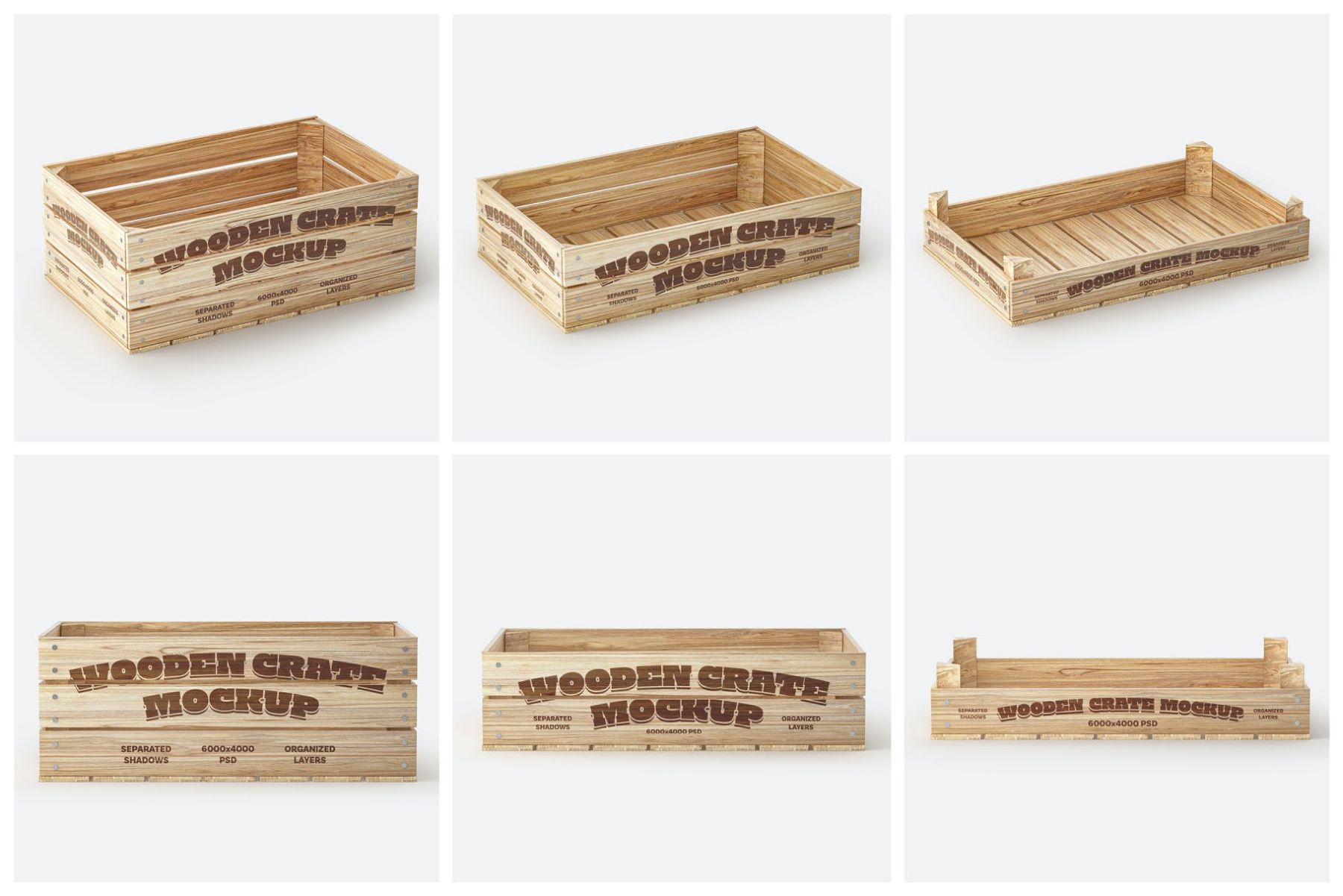 木箱样机套装 Wooden Crate Mockup Set插图2