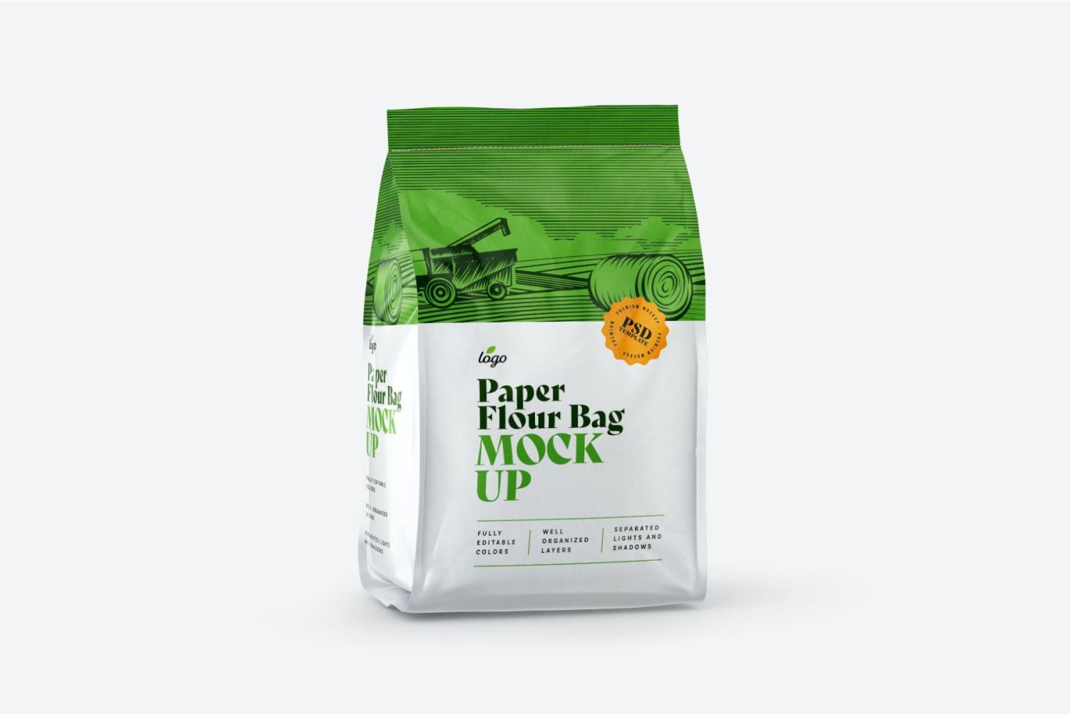 小袋纸面粉袋样机套装 Paper Flour Bag Mockup Set Pouch插图8