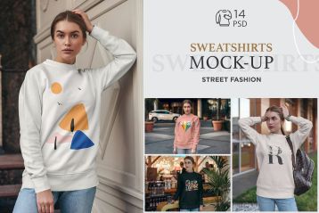 运动衫样机街头时尚 Sweatshirt Mock-Up Street Fashion