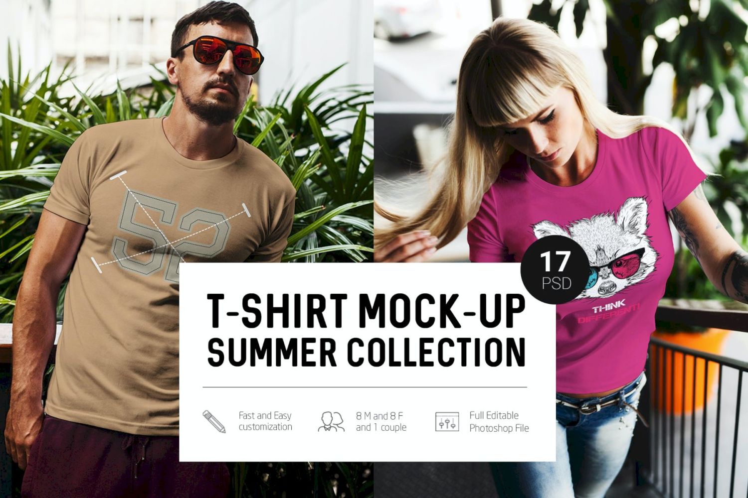 T 恤样机夏季系列 T-Shirt Mock-Up Summer Collection插图
