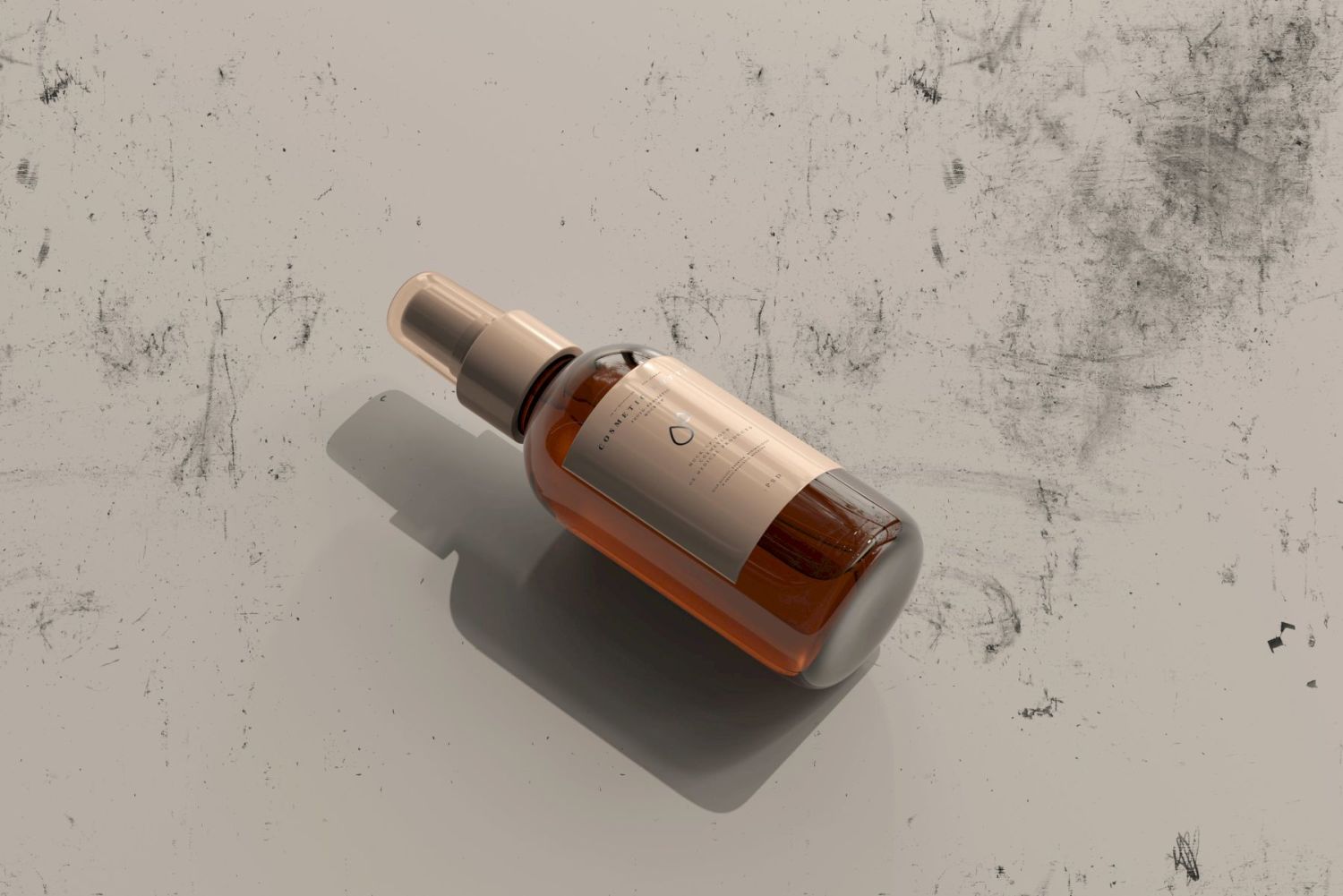 琥珀色玻璃化妆品喷雾瓶和盒子样机 Cosmetic Spray Bottle Mockup插图