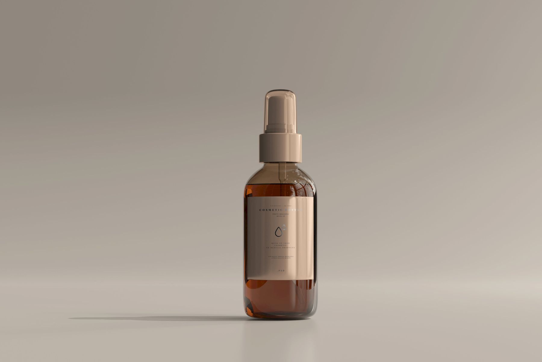 琥珀色玻璃化妆品喷雾瓶和盒子样机 Cosmetic Spray Bottle Mockup插图2