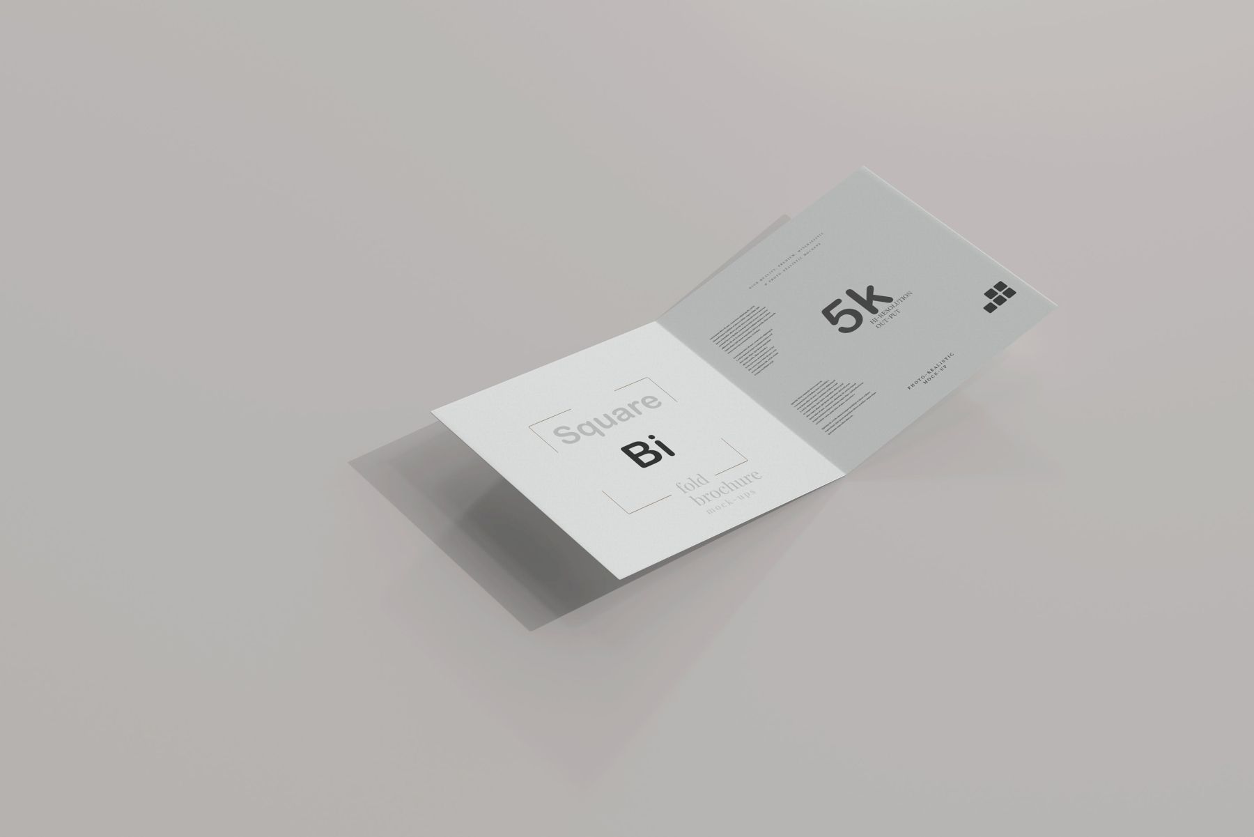 方形双折小册子样机 Square Bi Fold Brochure Mockup插图1