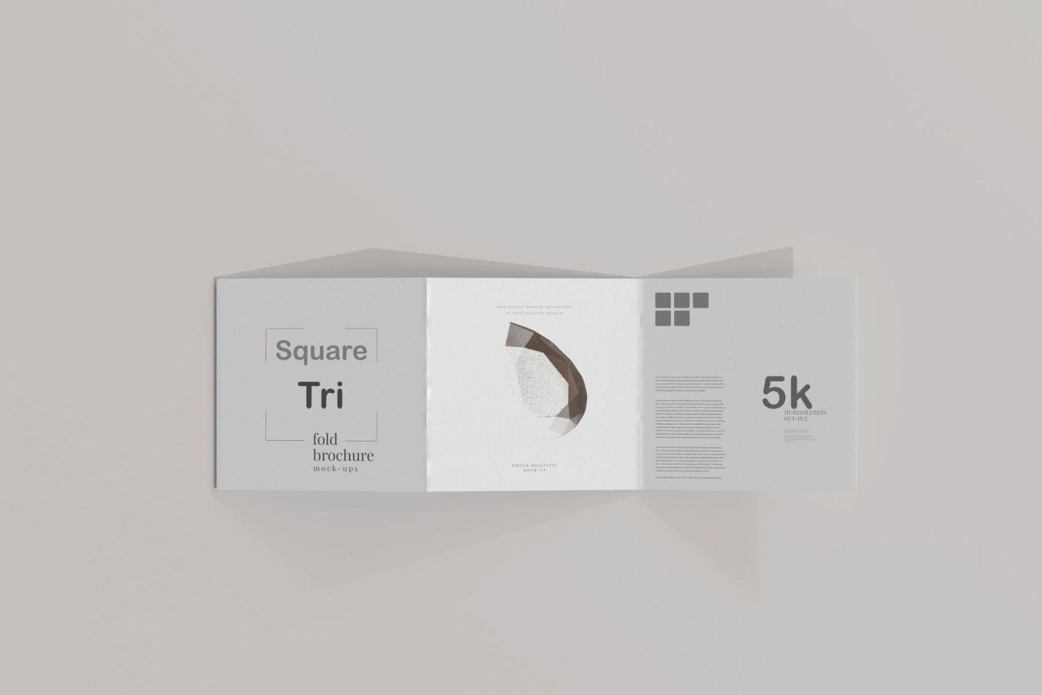 方形三折页小册子样机 Square Tri Fold Brochure Mockup插图