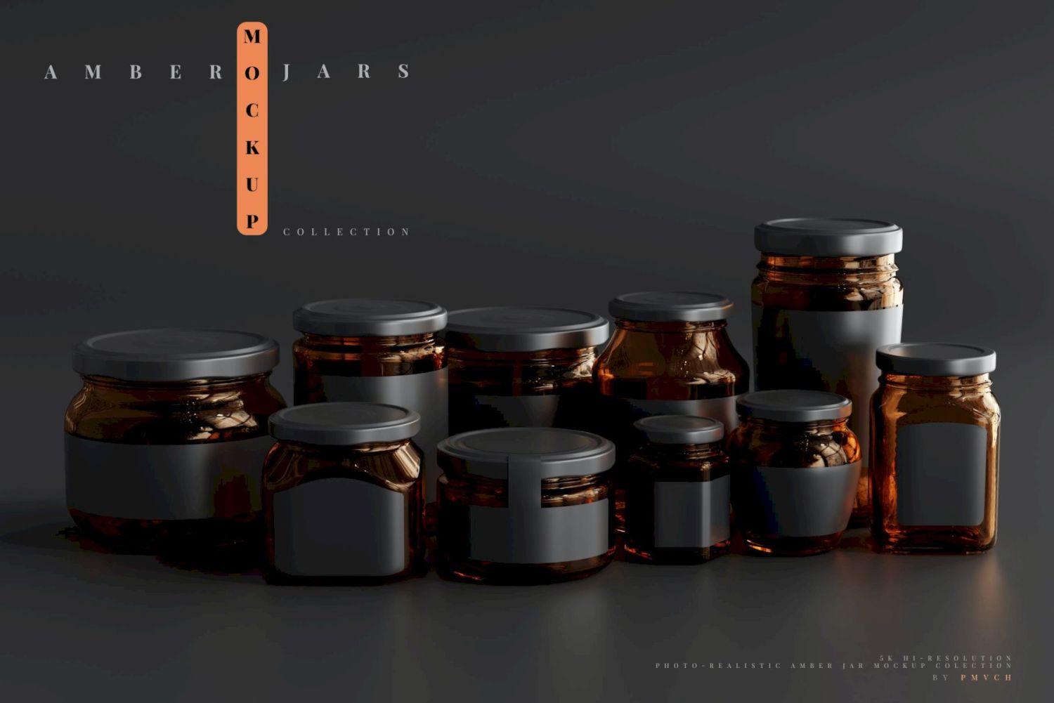 琥珀罐样机集合 Amber Jars Mockup Collection插图