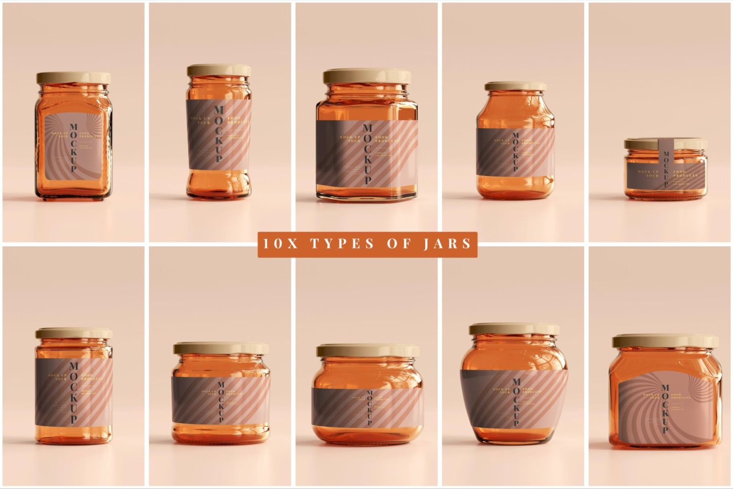 琥珀罐样机集合 Amber Jars Mockup Collection插图1