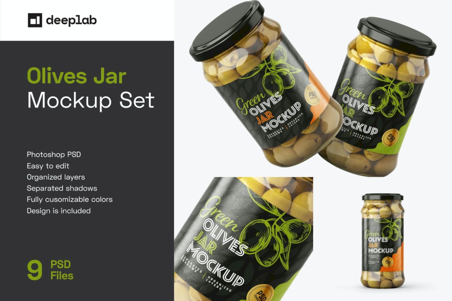橄榄罐样机套装 Olives Jar Mockup Set插图