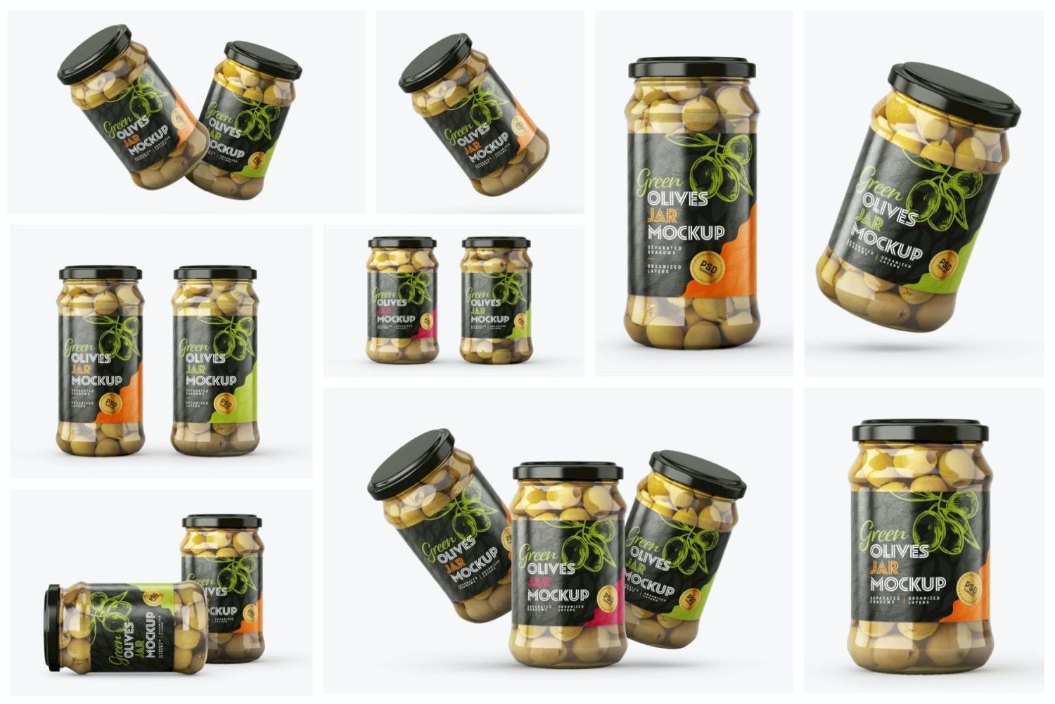 橄榄罐样机套装 Olives Jar Mockup Set插图1