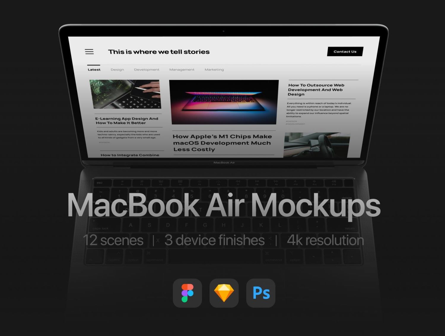 12个最受欢迎的MacBook Air 样机 12 Most Popular MacBook Air Mockups插图