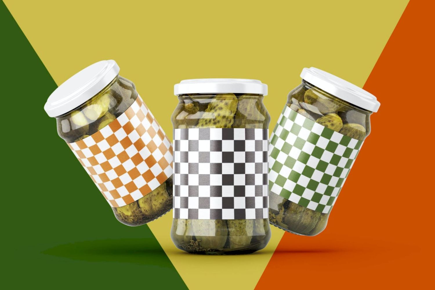 腌黄瓜罐样机套装 Pickled Cucumber Jar Mockup Set插图1