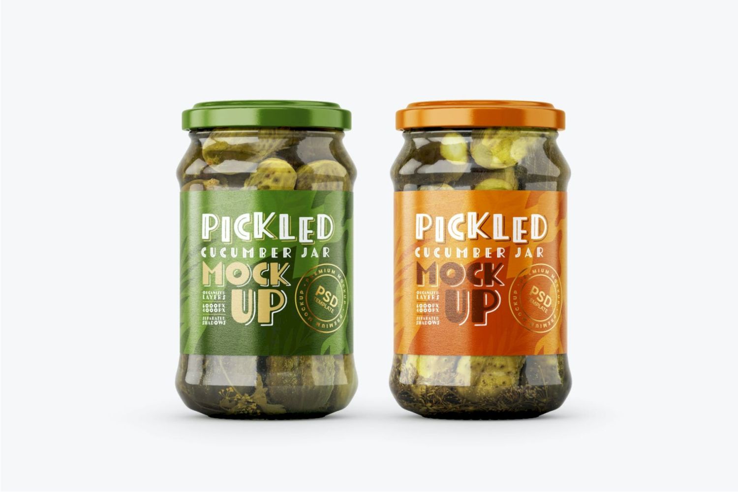 腌黄瓜罐样机套装 Pickled Cucumber Jar Mockup Set插图4