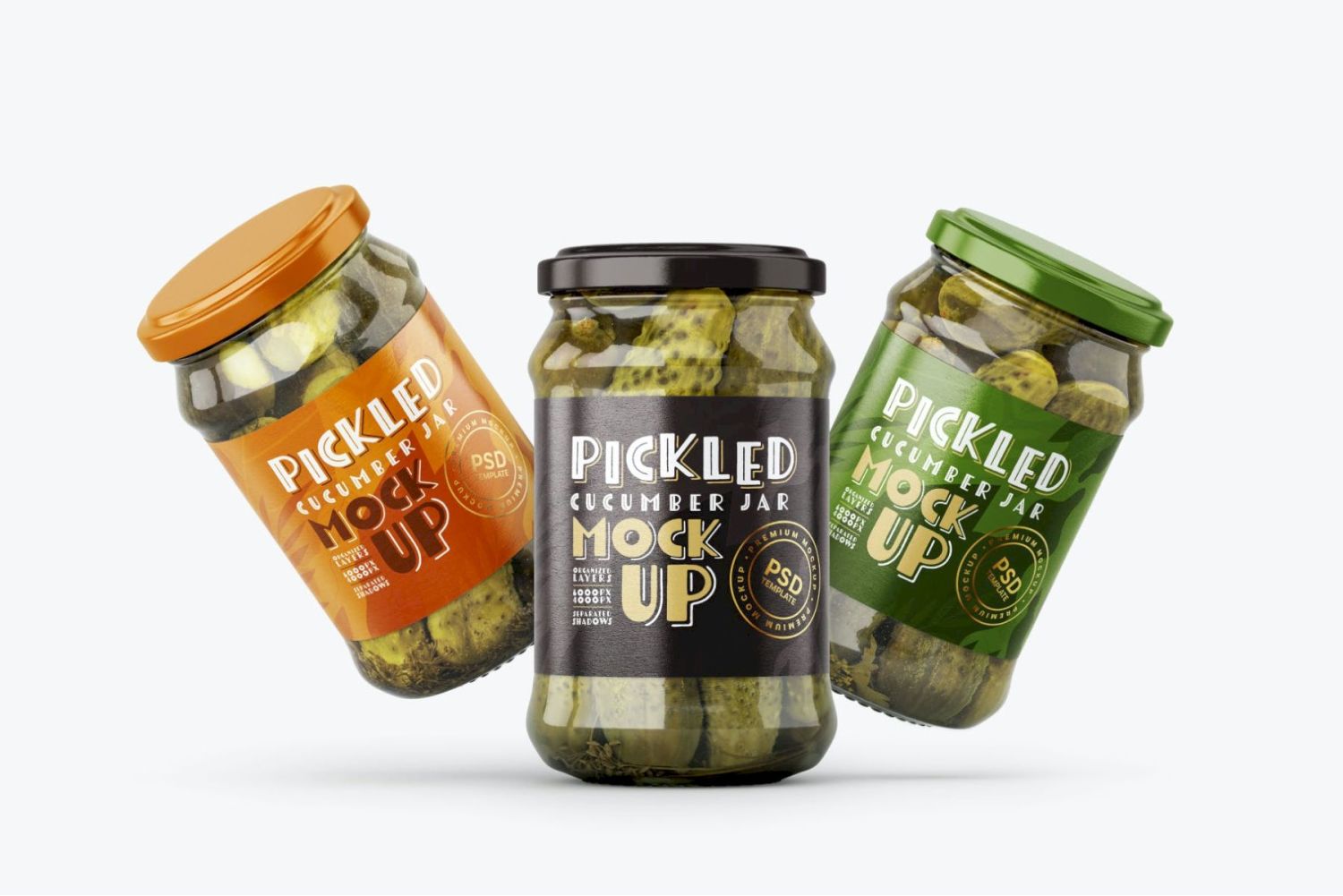 腌黄瓜罐样机套装 Pickled Cucumber Jar Mockup Set插图8