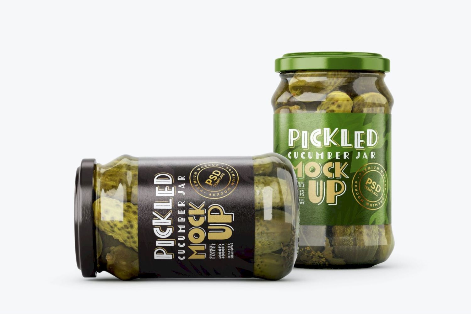 腌黄瓜罐样机套装 Pickled Cucumber Jar Mockup Set插图9