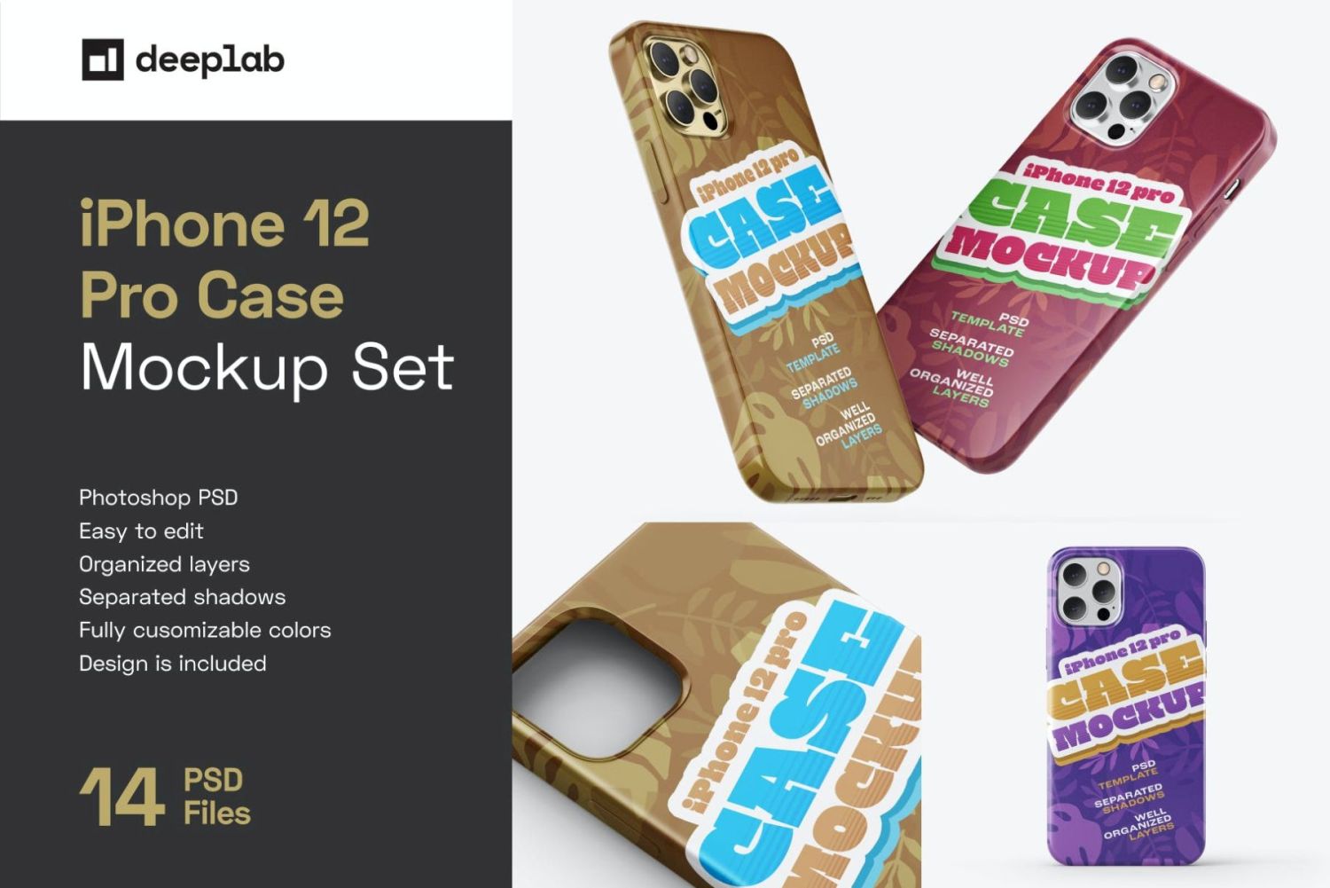 iPhone 12 Pro 手机壳样机套装 iPhone 12 Pro Case Mockup Set插图