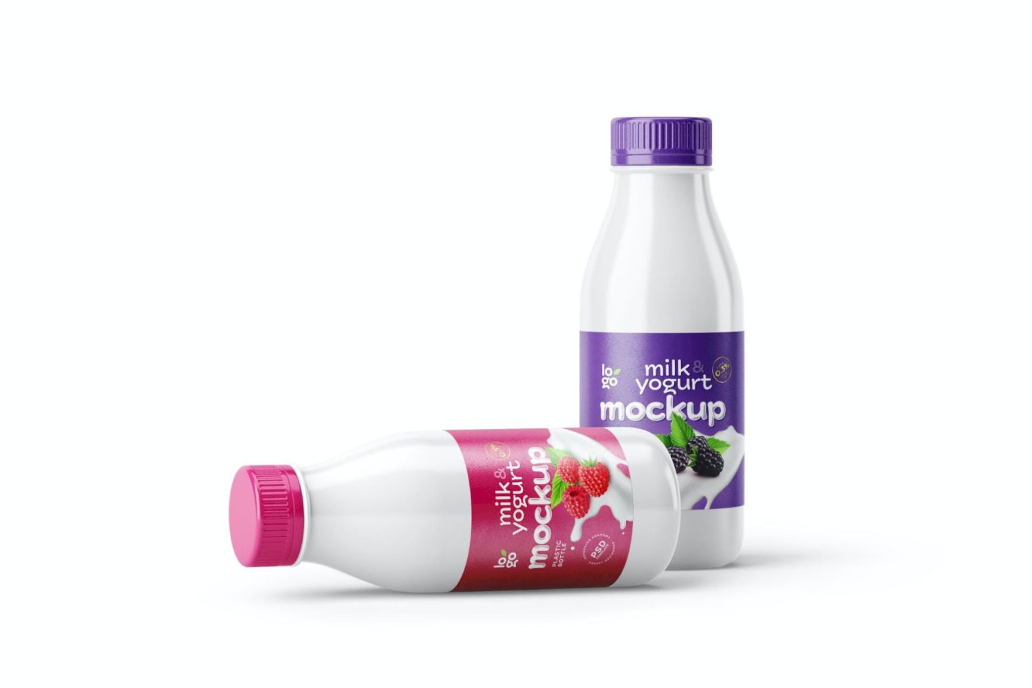 小酸奶和牛奶瓶样机 Small Yogurt & Milk Bottle Mockup插图5