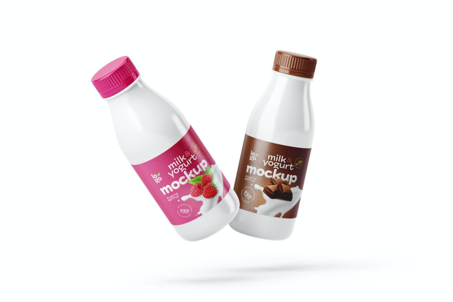 小酸奶和牛奶瓶样机 Small Yogurt & Milk Bottle Mockup插图6