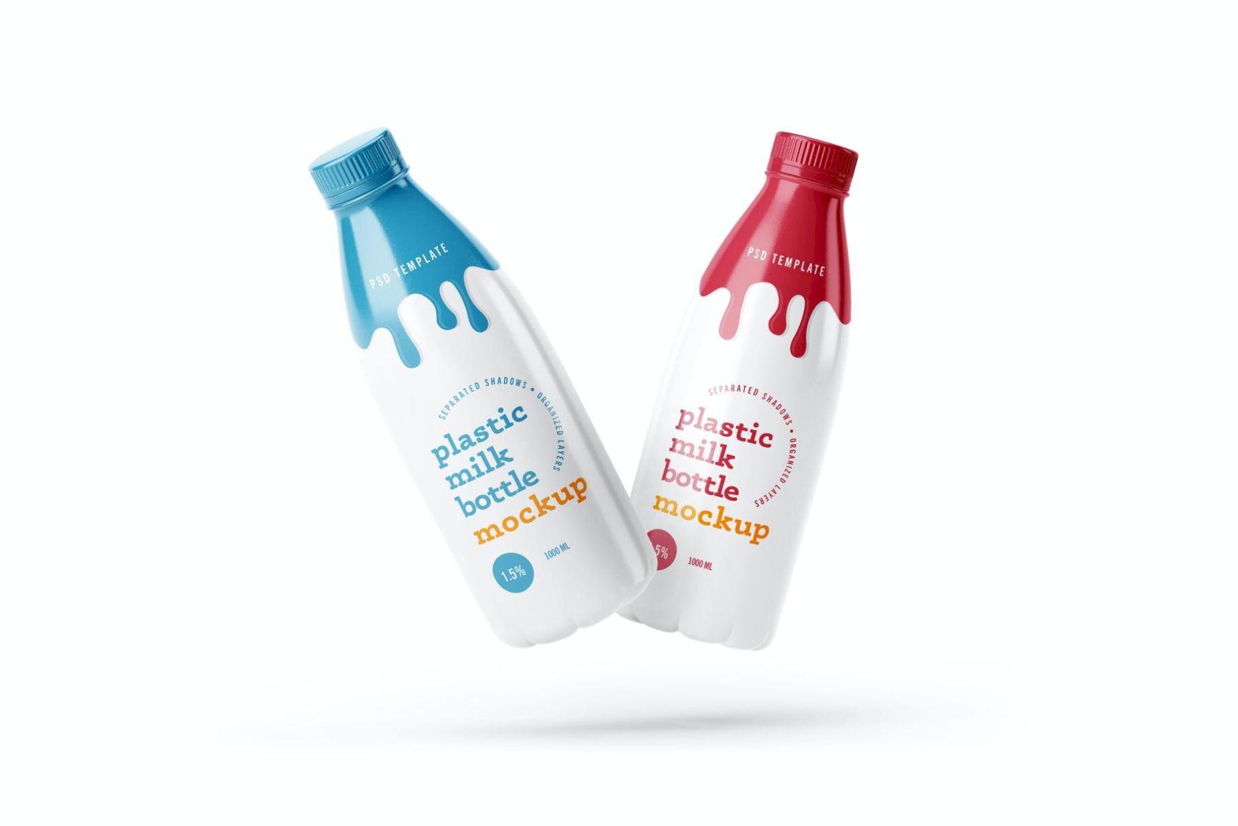 塑料酸奶和牛奶瓶样机 Plastic Yogurt & Milk Bottle Mockup插图5