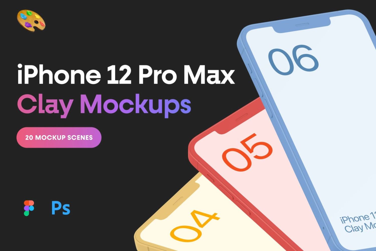 iPhone 12 Pro Max 粘土样机 Clay iPhone 12 Pro Max Mockups插图