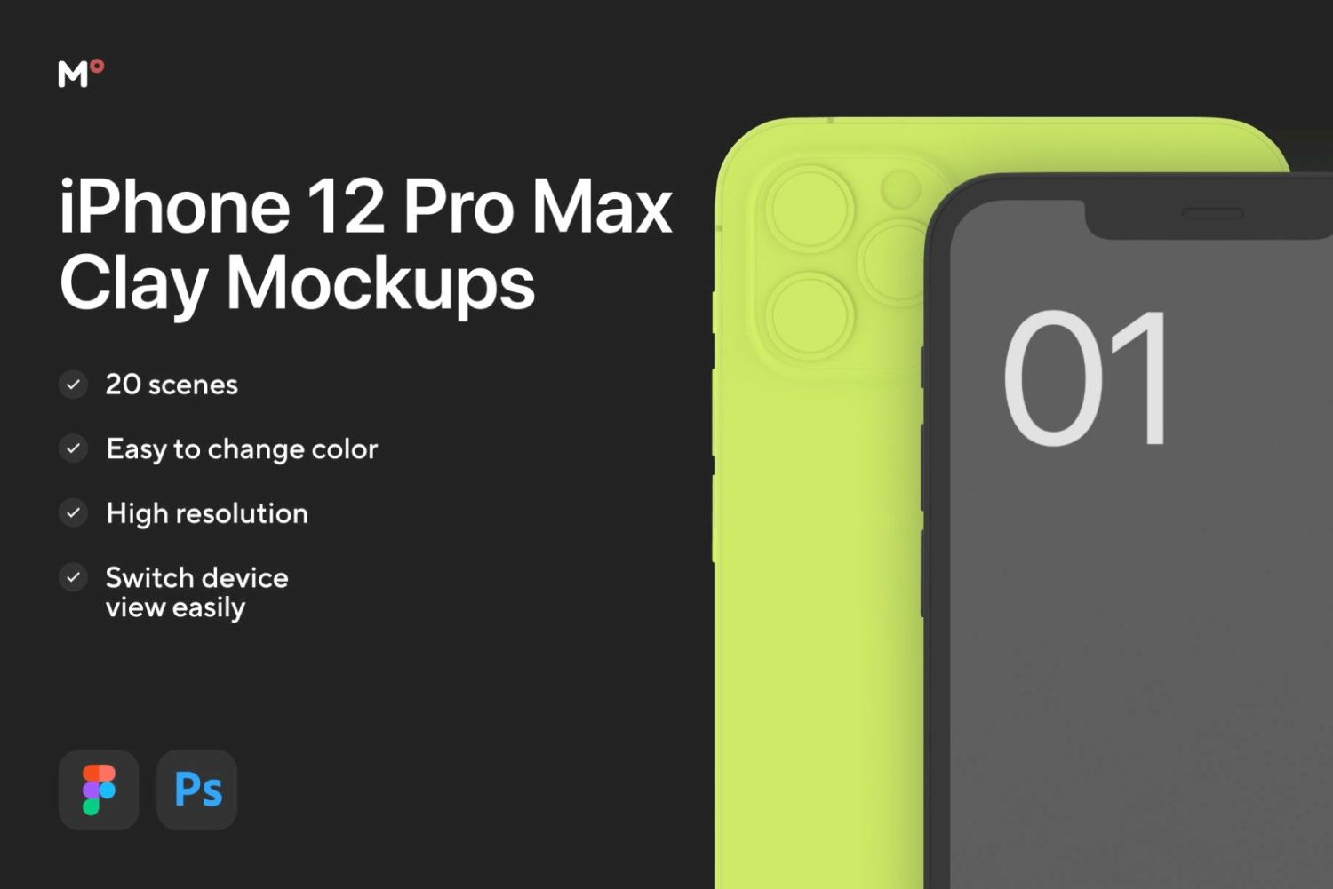iPhone 12 Pro Max 粘土样机 Clay iPhone 12 Pro Max Mockups插图5