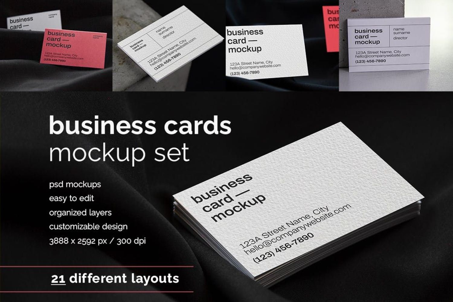 名片样机 Business Card Mockups插图