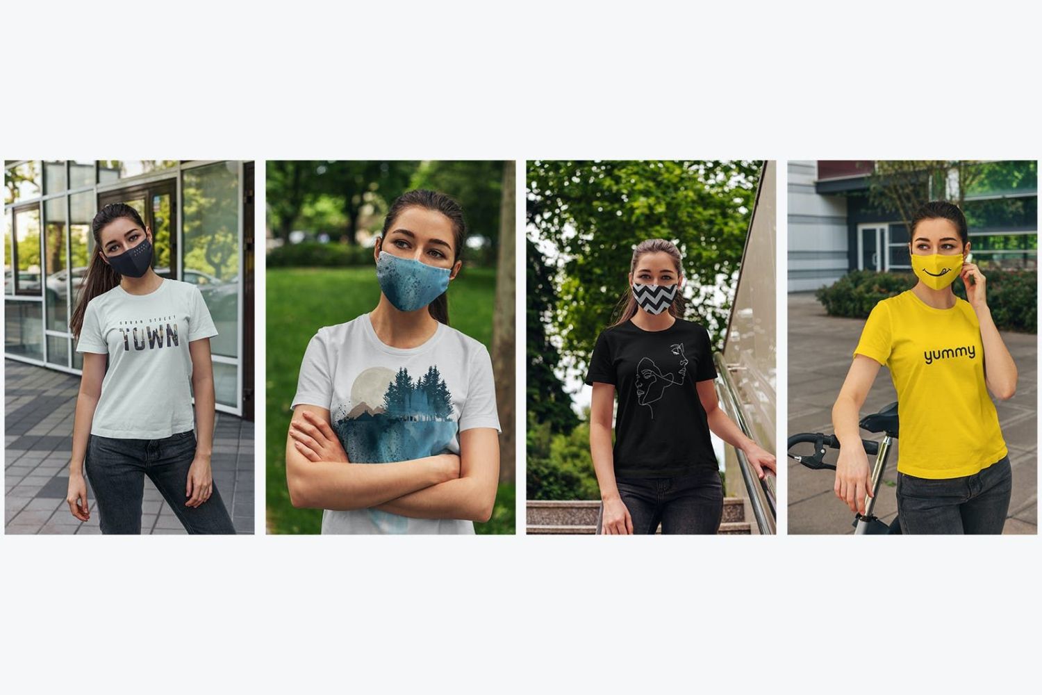 面罩和T恤样机 Face Mask & T-Shirt Mock-Up插图6