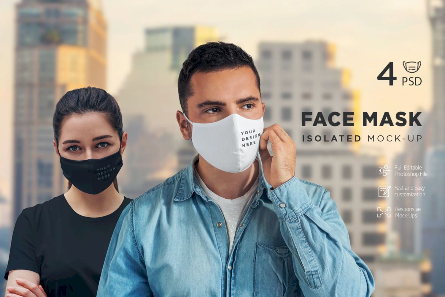 面罩隔离样机 Face Mask Isolated Mock-Up插图
