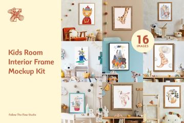 儿童房艺术品画框样机套件 Kids Room Artwork Frame Mockup Kit