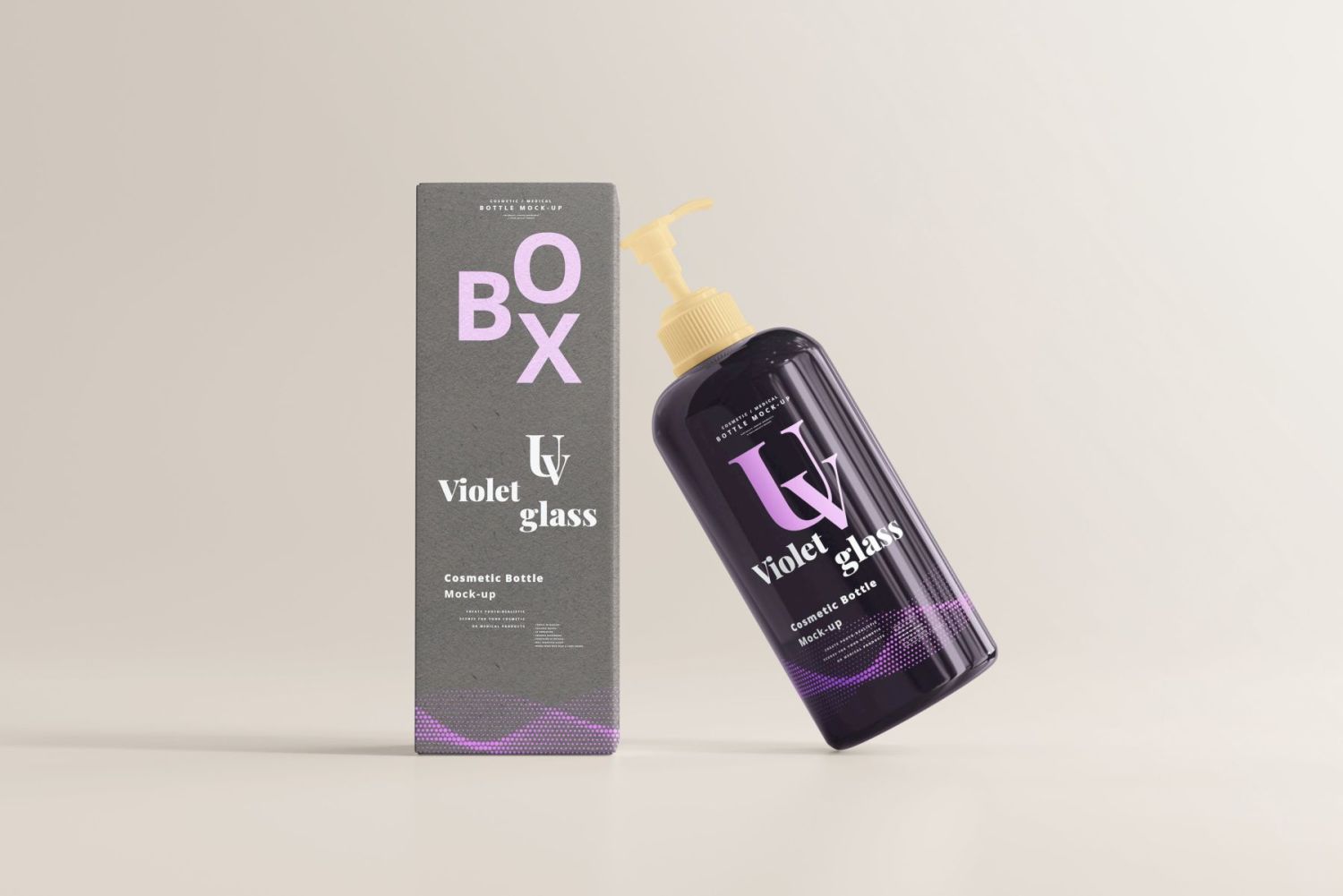 蓝紫色玻璃（UV玻璃）化妆品瓶样机包 Violet Glass Mock-up Bundle插图116