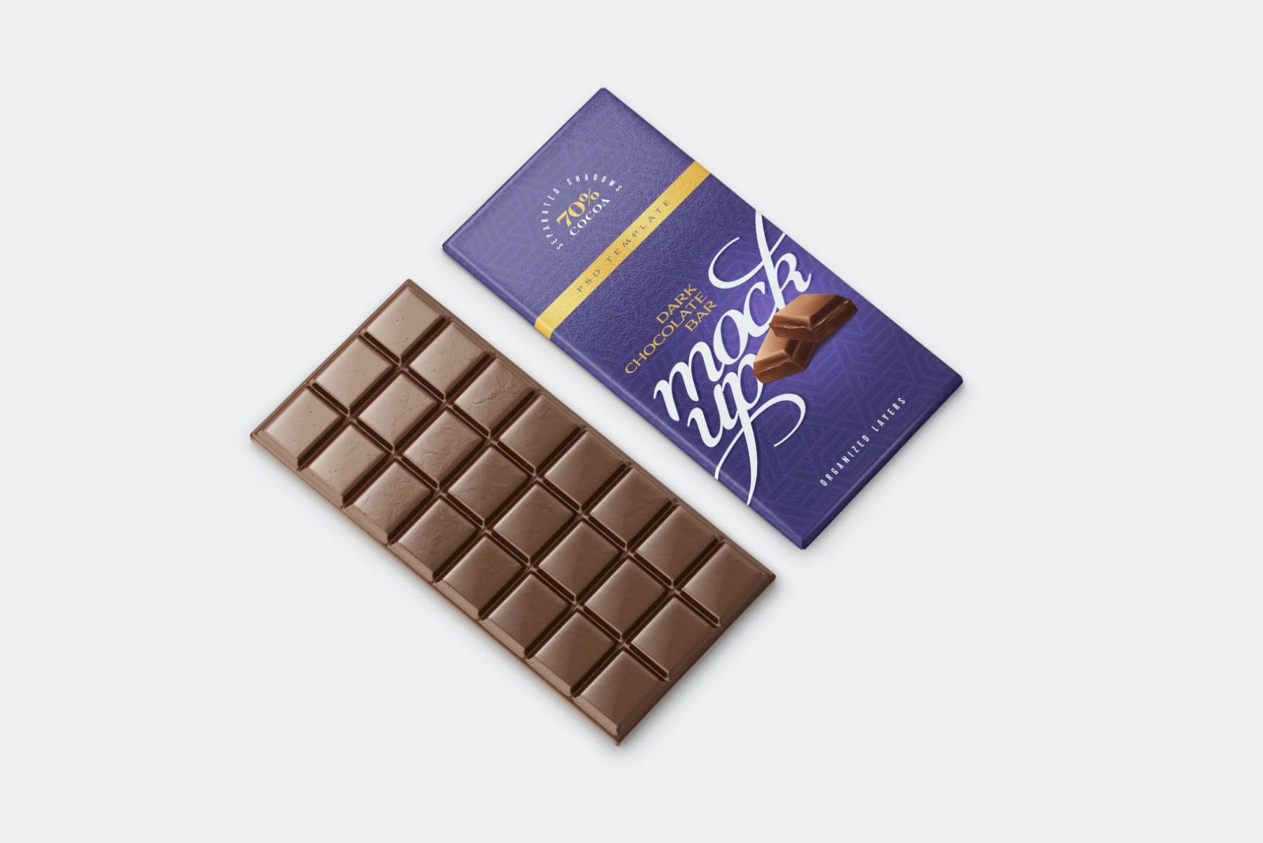 巧克力棒包装样机套装 Chocolate Bar Packaging Mockup Set插图11
