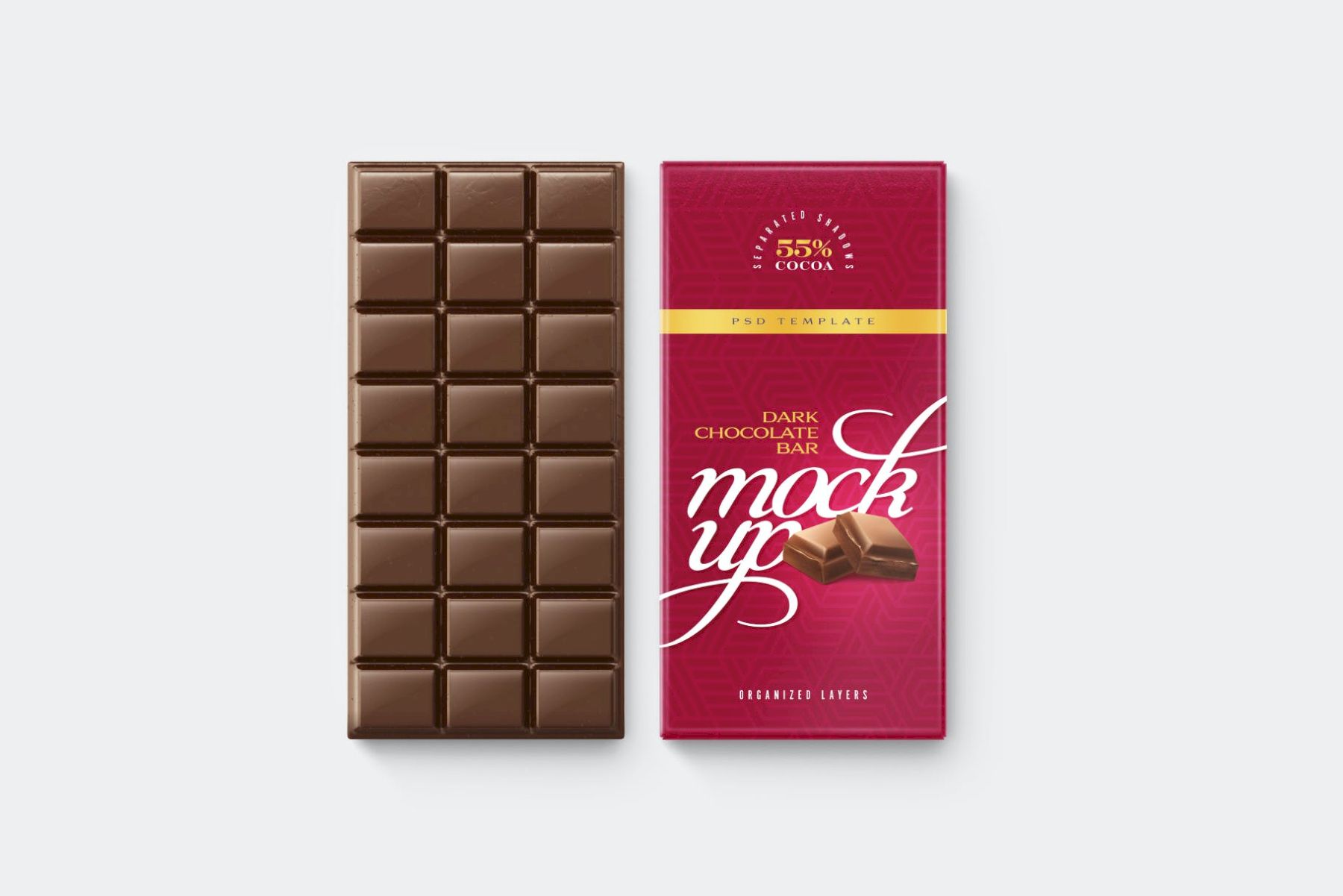 巧克力棒包装样机套装 Chocolate Bar Packaging Mockup Set插图12