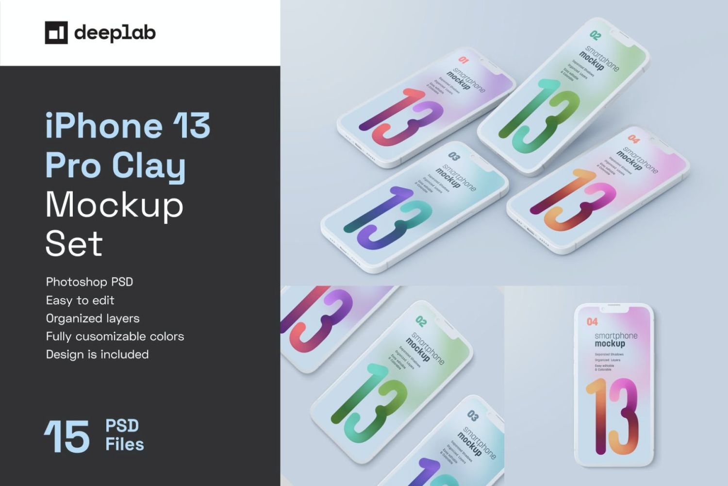 iPhone 13 Pro 粘土样机 iPhone 13 Pro Clay Mockup插图