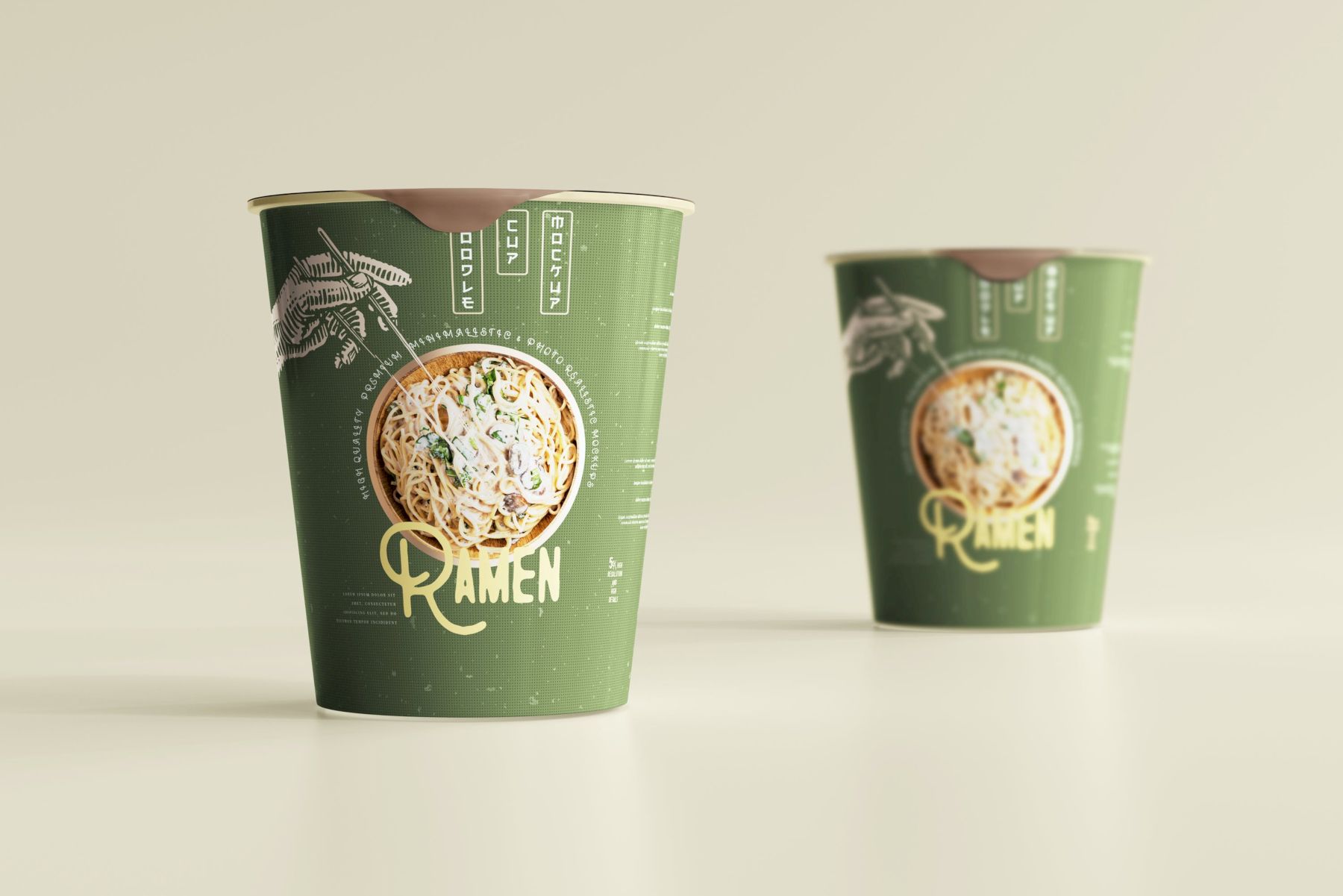 2x 不同尺寸的面条杯包装样机 Noodle Cup Mock-ups插图20