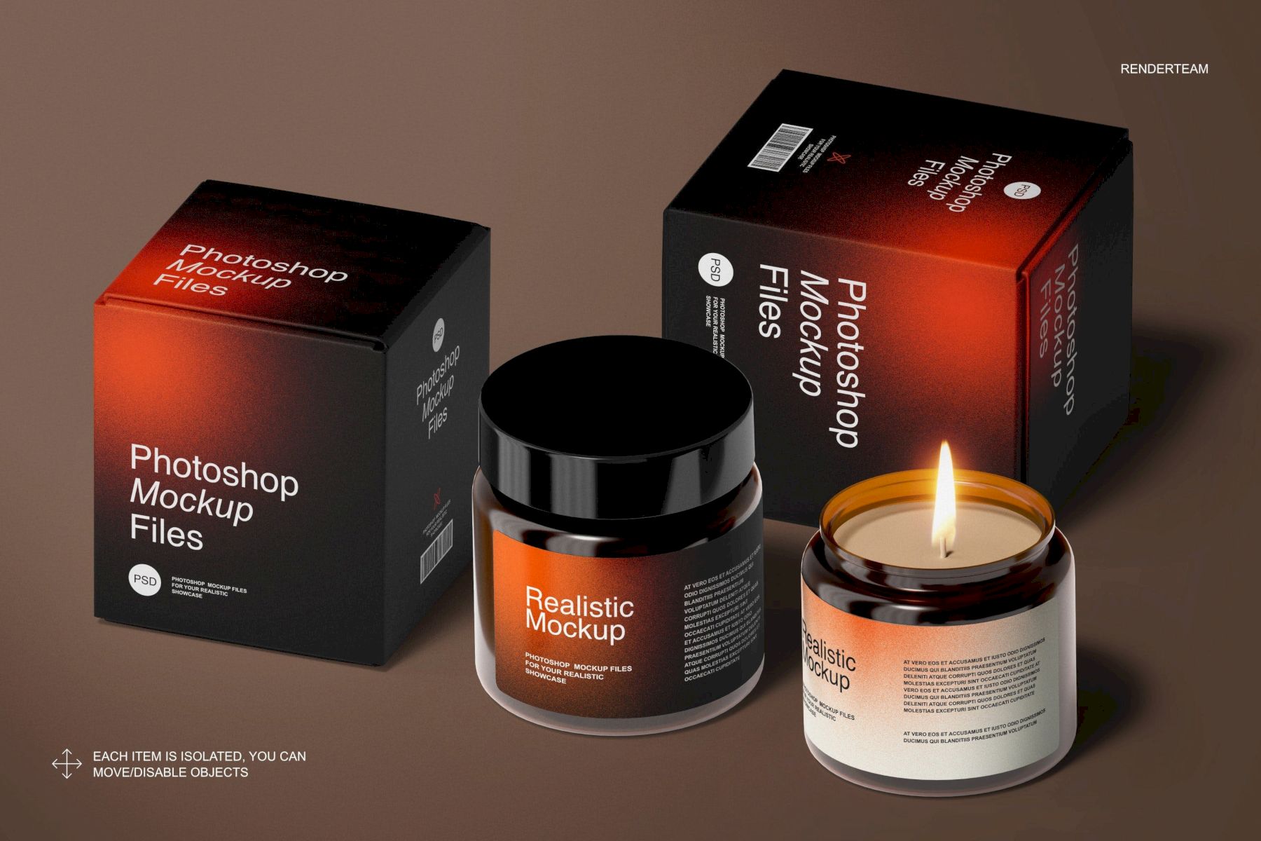 琥珀玻璃蜡烛样机套装 Amber Glass Candle Mockup Set插图6