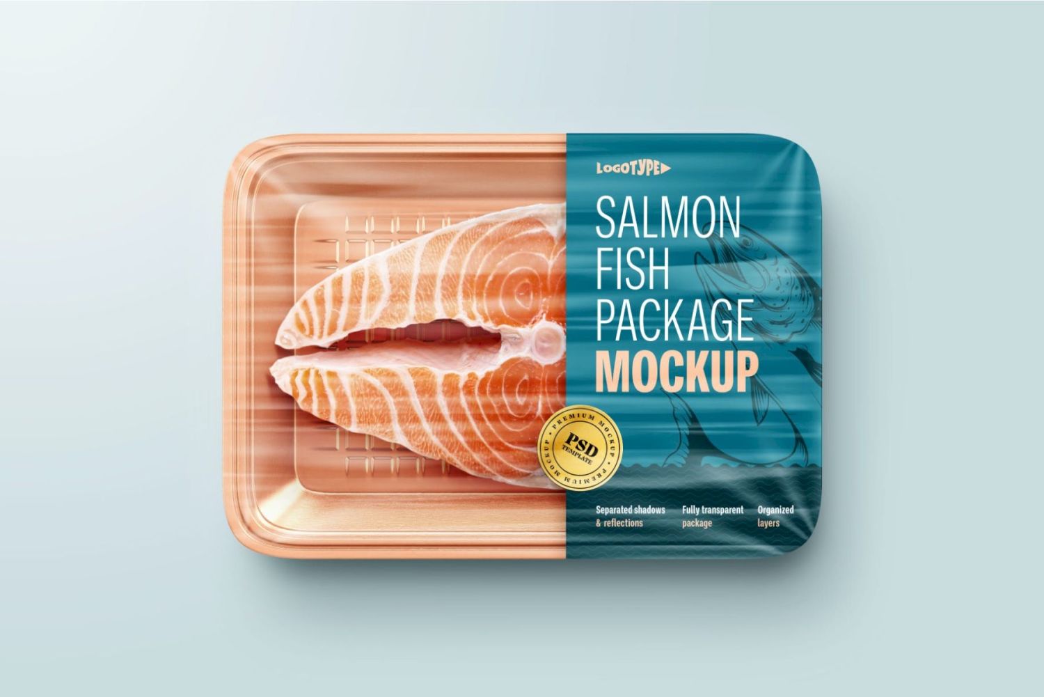 三文鱼包装样机套装 Salmon Fish Package Mockup Set插图1