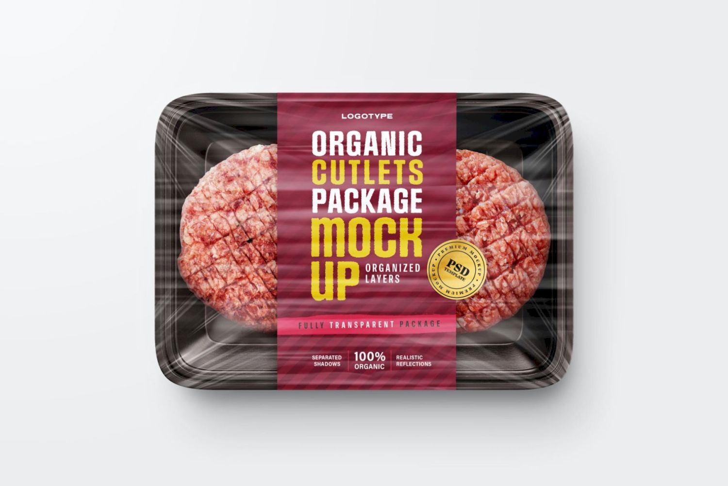 有机肉饼包装样机套装 Organic Cutlets Package Mockup Set插图2