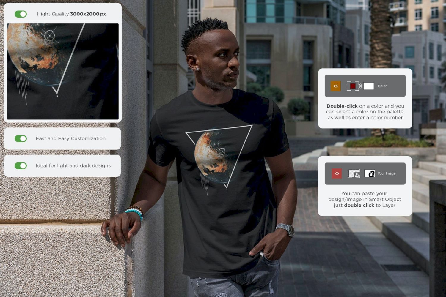 T恤样机非洲男子 T-Shirt MockUp African Men插图12